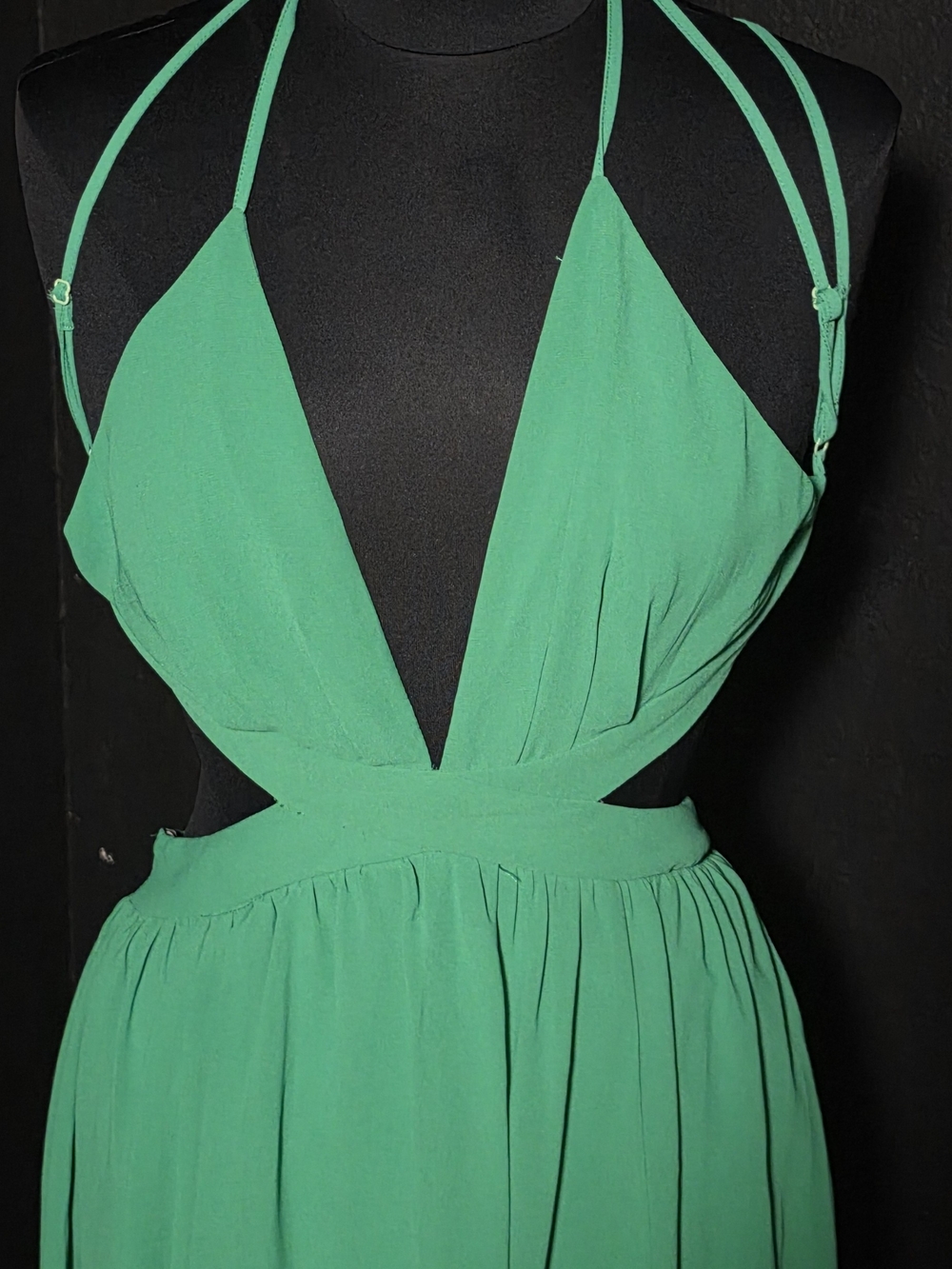 Papaya Green Halter Cutout Maxi Dress